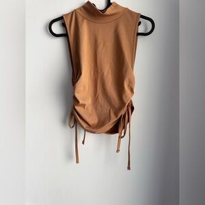 Revamped Tan Ruched Bodysuit
